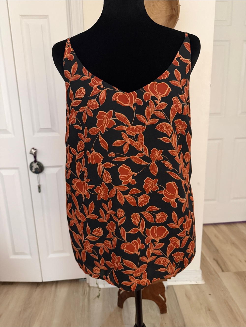 Banana Republic Black Camisole with Burnt Orange Floral Print